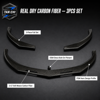 3 pièces de séparateurs de pare-chocs avant en fibre de carbone style PSM pour Mercedes Benz Classe C W205 C63 AMG 2005-2019 à fixer par visage à visser