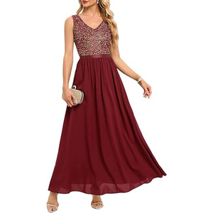 <span class=keywords><strong>Abito</strong></span> <span class=keywords><strong>da</strong></span> <span class=keywords><strong>Damigella</strong></span> con Scollo a V per Donna, Vestito Lungo in Chiffon con Applicazioni in Pizzo, <span class=keywords><strong>Abito</strong></span> <span class=keywords><strong>da</strong></span> Sera Formale a Vita Alta - Product Image 5