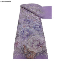 Tissu de dentelle française brodé de fleurs perlées et de sequins pour robe de soirée, avec appliques de mariée et broderies de roses