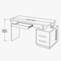 Bureau de travail moderne et durable en bois d'hévéa avec bibliothèque intégrée, couleur personnalisable, pour bureau à domicile, table d'écriture coulissante