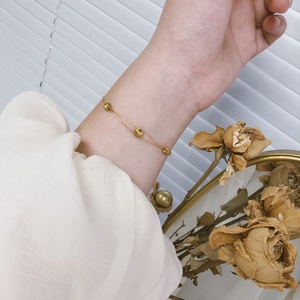 18K PVD Stainless Steel Round Ball Bracelet Small Gold Color Beans Women's <b>Chain</b> Bracelet Personalized Trendy Jewelry - Product Image 2