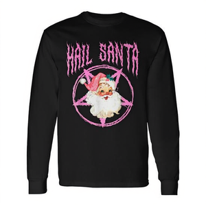 Camiseta de manga larga Hail Santa Retro Cute Santa Claus Pink Goth Christmas - Product Image 2