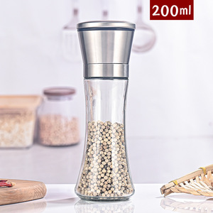 Molinillo de vidrio ecológico para <span class=keywords><strong>pimienta</strong></span> y sal marina, trituradora de especias con tapa de acero inoxidable, molino de sal y <span class=keywords><strong>pimienta</strong></span>, 180ml - Product Image 4