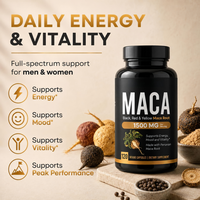 Capsules de Maca Péruvienne OEM ODM – Maca Noire, Rouge et Jaune – Capsules Végétales de Racine de Maca – Soutien Énergétique – Complément Alimentaire Marque Privée