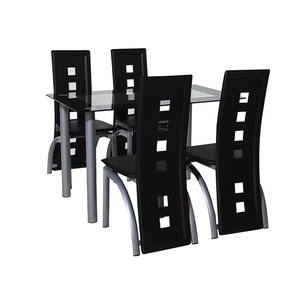 Set di tavoli da pranzo impilabili esterni moderni rettangolari di lusso a 4 <span class=keywords><strong>sedie</strong></span> - Product Image 1