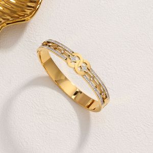 Luxury Brand 18K Gold Plated Stainless Steel Cuff <b>Bracelets</b> Waterproof <b>Cubic</b> <b>Zirconia</b> Fashion Jewelry Bangles for Women - Product Image 3