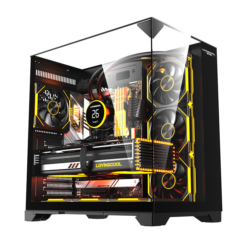 Lovingcool Hot Sale ATX Gaming PC Case | 3-Side Tempered Glass, RGB Fans, Mid-Tower Computer Cabinet, Supports Micro-ATX/ITX, Black – Factory Price (Qatar)