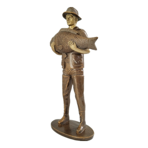 Statue de pêcheur en bronze antique, trophée de pêche en résine, 10 pouces - Product Image 5