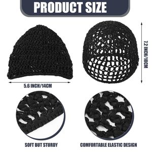 SOLPOP <span class=keywords><strong>Filet</strong></span> à <span class=keywords><strong>cheveux</strong></span> en maille crochetée en rayonne, bonnet snood épais et court pour femme, couvre-chignon, ornement pour dormir - Product Image 2