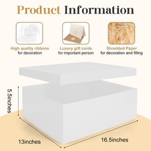 Boîtes cadeaux blanches de grande taille de haute qualité avec couvercles, contenant un ruban, des cartes et du <span class=keywords><strong>papier</strong></span> déchiqueté, boîtes d'emballage <span class=keywords><strong>cadeau</strong></span> pour anniversaire et festival - Product Image 2