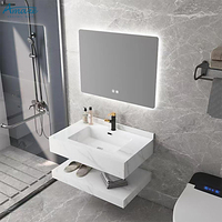 Lavabo de Luxe Double Couche en Pierre d'Ardoise Murale, en Céramique Marbre, pour Salle de Bain et Meuble Vasque