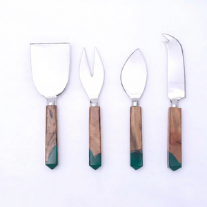 Premium Design 18/8 Stainless Steel <b>Cheese</b> <b>Knife</b> <b>Set</b> With Wood & Terrazzo Handle 4 Pcs <b>Cheese</b> Tools Butter Slicer Kitchen Tools - Product Image 1
