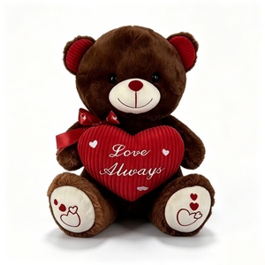 Ours en peluche brun personnalisé, ours en peluche pour la Saint-Valentin, ours en peluche avec coussin en forme de cœur, ours en peluche romantique - Product Image 4