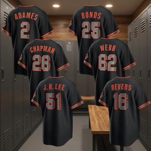 Qualité supérieure cousue avec soin # 16 Rafael Devers # 51 Jung Hoo Le # Maillot de baseball américain court noir en polyester/coton 26 Matt Chapman - Product Image 3