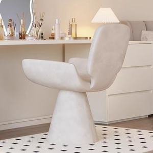 Chaise de coiffeuse de luxe légère avec dossier, moderne, rotative, minimaliste pour la chambre à coucher, le maquillage - Product Image 2