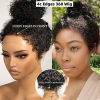 Wig ikal keriting rambut manusia 4C keriting tepi rambut manusia Wig tak terlihat simpul 360 tanpa lem penuh HD renda depan Wig rambut India mentah