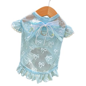 Vestido de Verano para Perros y Gatos, Ligero, de Malla, Azul Albaricoque, Bordado, Estilo Chaleco, Talla Pequeña y Mediana, para las Cuatro Estaciones - Product Image 4