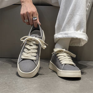 नए मॉडल सभी काले कैनवास जूते कम कीमत में किशोर लड़के लड़कियां फ्लैट अश्लील स्नीकर चंकी फैशन फुटवियर विक्रेताओं ब्रांड - Product Image 6