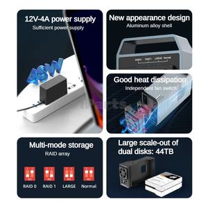 IParts Maiwo 3.5 pouces double baie boîtier <span class=keywords><strong>de</strong></span> disque dur externe armoire SATA matrice <span class=keywords><strong>de</strong></span> disques durs avec 4 fonctions RAID - Product Image 4