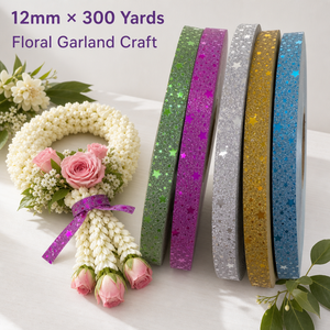 Ruban métallique floral de 12 mm x 300 yds, rouleau de ruban satiné gaufré pour emballage cadeau, guirlande artisanale, décoration, bouquet de fleurs thaïlandais, guirlande de mariage - Product Image 6