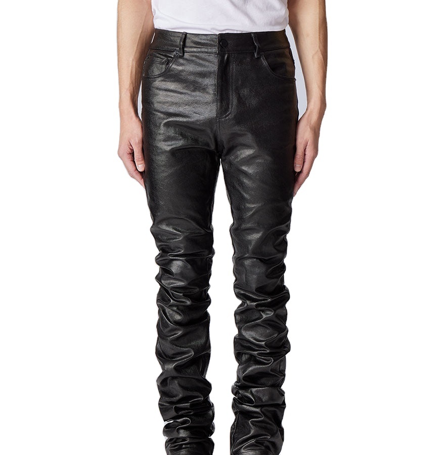 Men's Black Jeans - Black Wax Coated Jeans - New Style Trendt