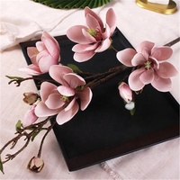 Bunga Magnolia Buatan V-3364 dari Lateks dengan Daun Hijau untuk Dekorasi