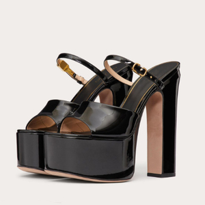 Sandalias de Tacón Color Nude, Sandalias de Plataforma con Tacón Grueso para Mujer - Product Image 3