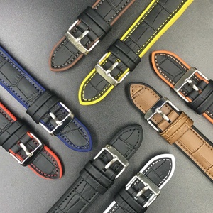 <span class=keywords><strong>Bracelet</strong></span> sport pour <span class=keywords><strong>homme</strong></span> <span class=keywords><strong>20mm</strong></span> 22mm Bracelets de <span class=keywords><strong>montre</strong></span> en silicone fibre de carbone et <span class=keywords><strong>cuir</strong></span> <span class=keywords><strong>Bracelet</strong></span> de remplacement anti-transpiration avec accessoires - Product Image 2