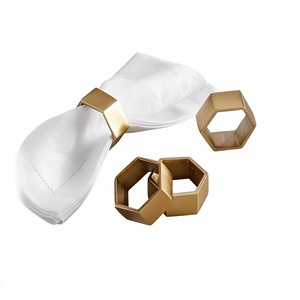 Ensemble de 4 anneaux à serviettes en métal, design actuel, couleur or, pour serviettes en papier, provenant du fabricant et du fournisseur - Product Image 1