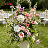 CM-TW006 meilleure vente rose violet arrangement floral soie fleur artificielle toile de fond pour la décoration de fête de mariage