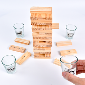Drunken Tower <span class=keywords><strong>Juego</strong></span> <span class=keywords><strong>de</strong></span> beber <span class=keywords><strong>con</strong></span> 60 bloques <span class=keywords><strong>de</strong></span> madera y Tumble Tower <span class=keywords><strong>4</strong></span> vasos <span class=keywords><strong>de</strong></span> chupito - Product Image 2