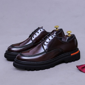 Chaussures Derby pour Hommes en Cuir de Vachette, Formelles, de Mariage, Brillantes, Haut de Gamme, Faites à la Main, à Semelle Épaisse, à Lacets, Rehaussantes - Product Image 5