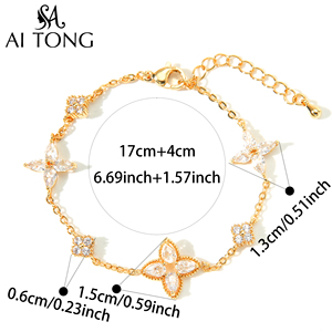 Bracelets classiques en laiton plaqué or 18 carats avec zircon, ajustables, bijoux de mode, bracelets pour cadeau de petite amie, de <span class=keywords><strong>maman</strong></span> - Product Image 5