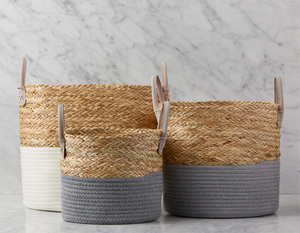 Maceta de Mimbre Tejida con Algas Marinas Naturales, Cubierta para Macetas, Plegable, Cesta de Almacenamiento para Cocina, Interior y Exterior - Product Image 3