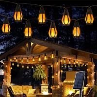 Guirlande solaire d'extérieur pour jardin, lumières de jardin à effet de flamme vacillante, ampoules étanches, lampes alimentées par énergie solaire, décoration rétro pour jardin et cour