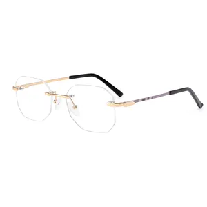 New Arrival Oversized Metal Rimless Gold Frame Glasses Photochromic Optical Glasses for Men for Women