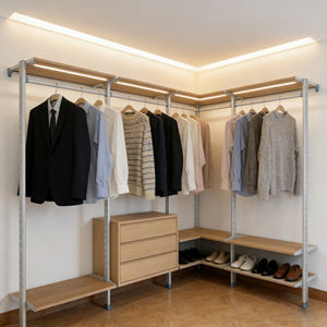 ยืนตรงและตั้งตัวดี แข<span class=keywords><strong>ว</strong></span>น<span class=keywords><strong>เสื้อผ้า</strong></span>ลงบนพื้น ประกอบ<span class=keywords><strong>เอง</strong></span> <span class=keywords><strong>ทำ</strong></span><span class=keywords><strong>เอง</strong></span> ห้องเก็บ<span class=keywords><strong>เสื้อผ้า</strong></span>และหมวกแบบเปิด หนา - Product Image 3