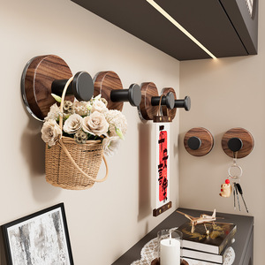 ตะขอแขวนผนังไม้วอลนัทแบบสุญญากาศ ติดผนังด้วยกาวในตัว สไตล์วินเทจ - Product Image 2