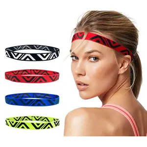 High Quality Polyester Rubber Sweatband Headband Elastic Anti-Slip Sports Headband For Running