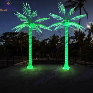 Árvore de côco artificial iluminada de led, decoração externa, casco e árvore das férias, evento de decoração