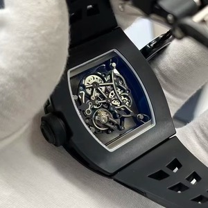 Reloj de Hombre Mecánico Automático con Diseño Nocturno, Estuche con Aspecto de Carbono Totalmente Negro, Esqueleto, Luminoso, Deportivo, a la Moda, Nueva Tendencia - Product Image 1