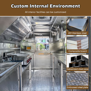 JINLIJING Carretto Mobile in Acciaio Inox per Gelati, Caffè, <span class=keywords><strong>Hamburger</strong></span> e <span class=keywords><strong>Pizza</strong></span>, Bar Mobile da Esterno, Rimorchio per Snack Completamente Attrezzato - Product Image 4