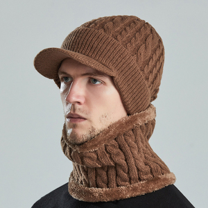 HLC524 invierno hombres cálido sombrero <span class=keywords><strong>de</strong></span> <span class=keywords><strong>lana</strong></span> cuello conjunto suave espesar <span class=keywords><strong>lana</strong></span> esquí sombrero bufanda hombres <span class=keywords><strong>orejeras</strong></span> gorro <span class=keywords><strong>de</strong></span> punto bufanda conjunto - Product Image 3