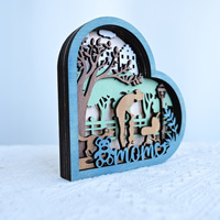Décoration en bois 3D en forme de cœur pour scène familiale, ornement autoportant personnalisé pour la Fête des Mères et la Fête des Pères