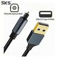 Câble audio optique numérique USB TOSLINK, adaptateur convertisseur SPDIF pour projecteur, ordinateur, home cinéma - 192 kHz 24 bits HiFi Fiber