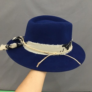 Pronto per la spedizione <span class=keywords><strong>donna</strong></span> blu 100% in feltro a tesa larga cappello fedora in feltro trilby abito da <span class=keywords><strong>donna</strong></span> cappelli <span class=keywords><strong>borsalino</strong></span> con nastro - Product Image 3