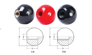 Kenop Bakelite Bentuk Bola / Kenop Plastik Merah untuk Mesin / Kenop Bola Plastik Cetak Injeksi - Product Image 6