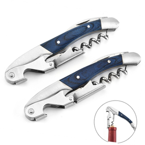 HXY Qualité Classique Multi-Fonction Ouvre-Vin <span class=keywords><strong>Tire</strong></span>-<span class=keywords><strong>Bouchon</strong></span> En Acier Inoxydable avec Joli Logo Laser Manche En Bois Pakka - Product Image 1