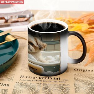 Travel Vacation Portable Beverage Mug Frosted Black 11oz <b>Ceramic</b> Heat Color Changing Magic <b>Cup</b> - Product Image 5