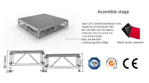 Scène mobile pour événements, concerts, mariages, scène d'assemblage facile à installer, contreplaqué antidérapant, hauteur réglable, à vendre - Product Image 2